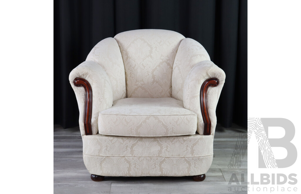 Three Piece Cream Brocade Lounge Suite by AGEM Furniture