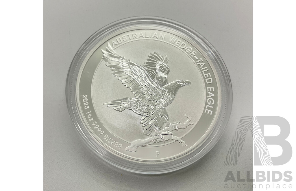 Australian 2023 Wedge Tail Eagle $1 Coin, Perth Mint Fine Silver, One Ounce.