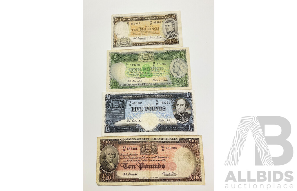 Five Note Set Coombs Wilson Australian Notes.