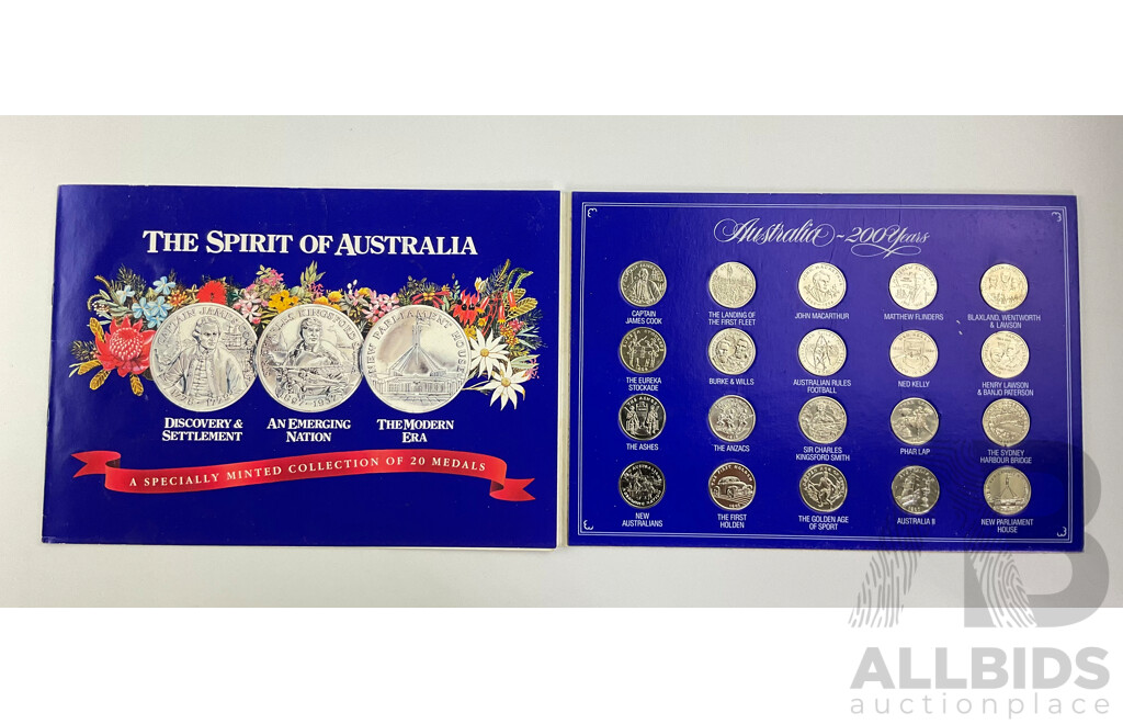 Australian 1988 20 Twenty Commemorative Medallions, Australia 200 Years