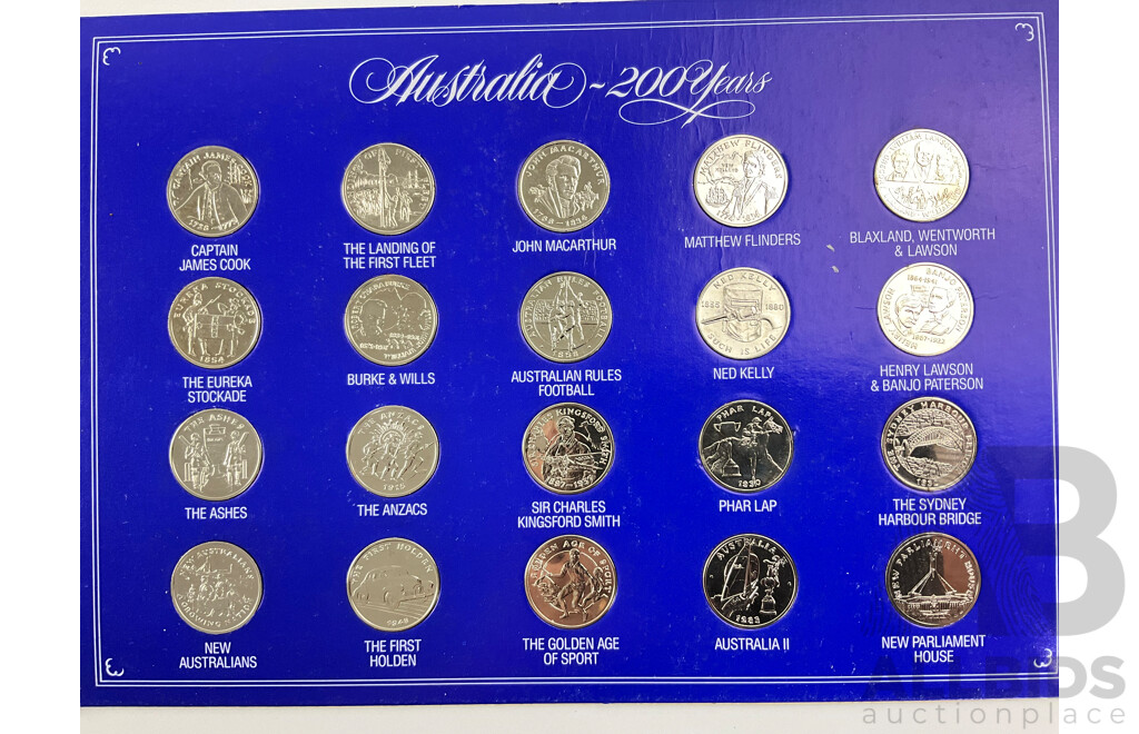 Australian 1988 20 Twenty Commemorative Medallions, Australia 200 Years