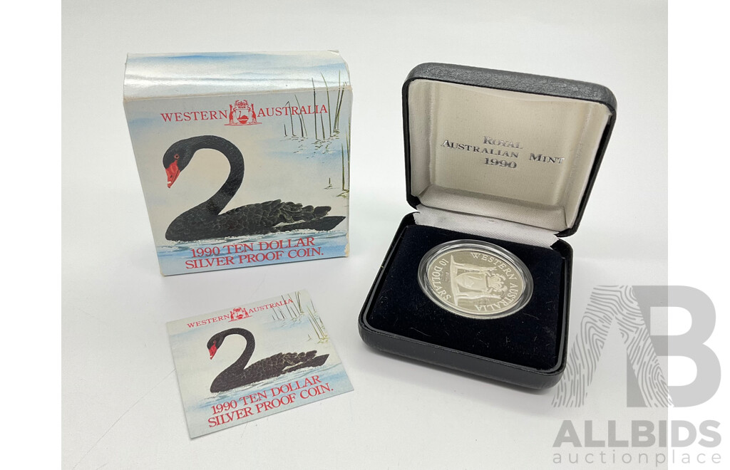 Australian 1990 Western Australia 20g Proof Silver $10 Coin.