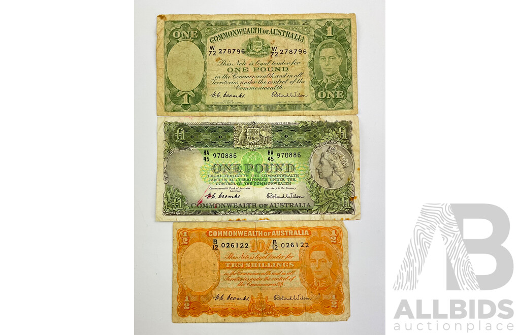 Three Australian Coombs Wilson Pre Decimal Notes.
