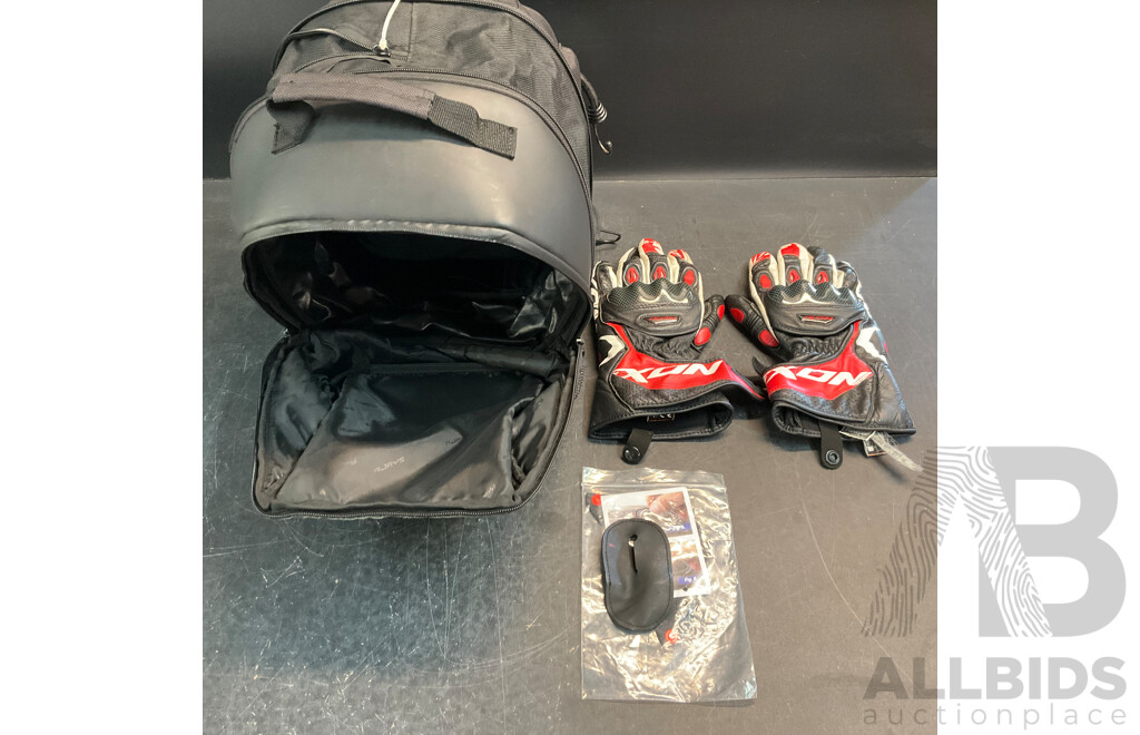 AJAY'S Sportsbike Seat Bag  & IXON Motorcycle Bike Gloves (Size L)