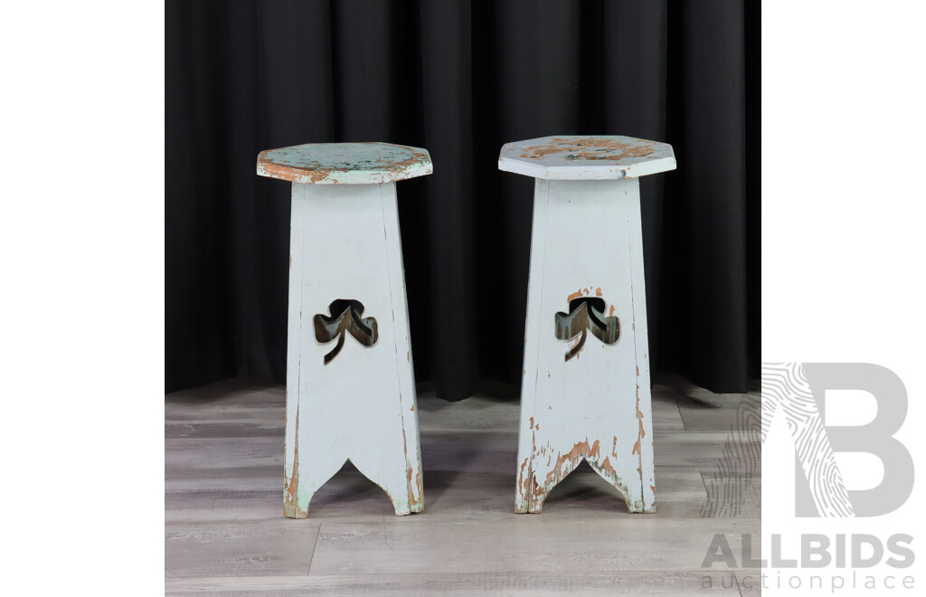 Pair of Shabby Chic Ecclesiastical Plinths