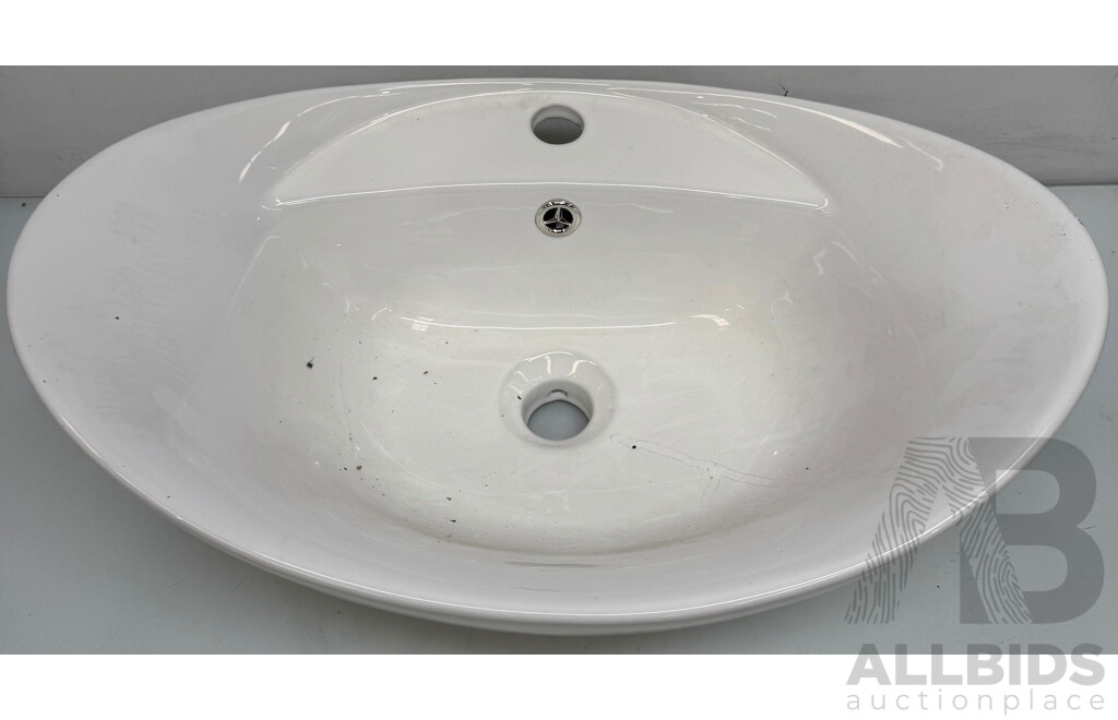 White Ceramic 60cm Top Mount Sink