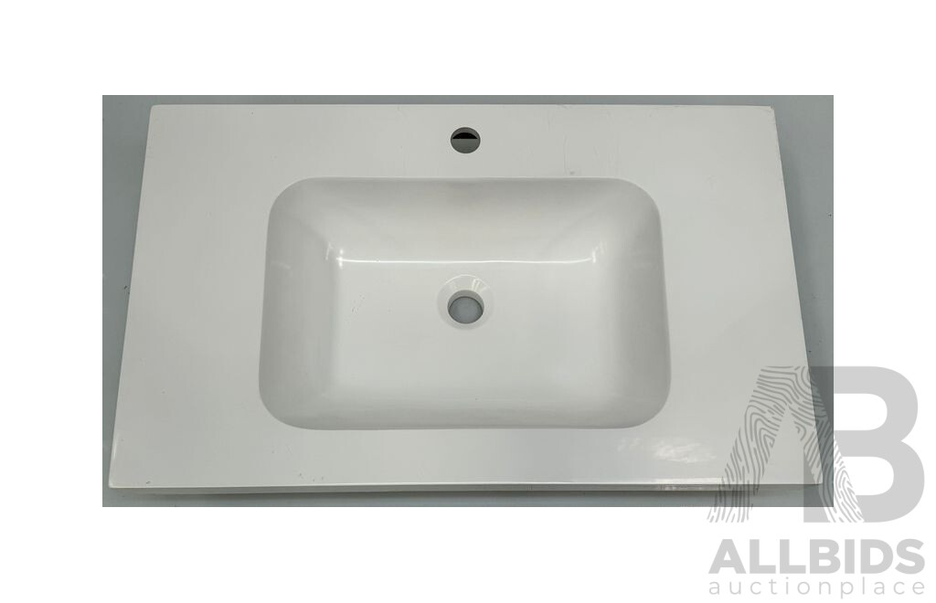 White Ceramic 75cm Top Mount Sink