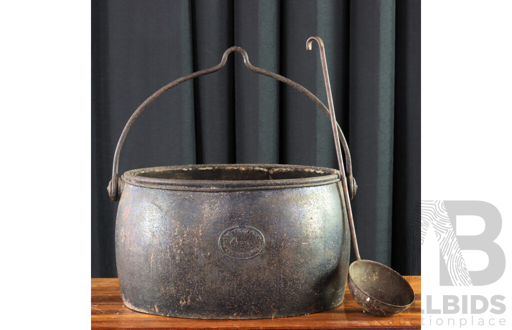 Vintage Cast Iron Cook Pot with Ladle