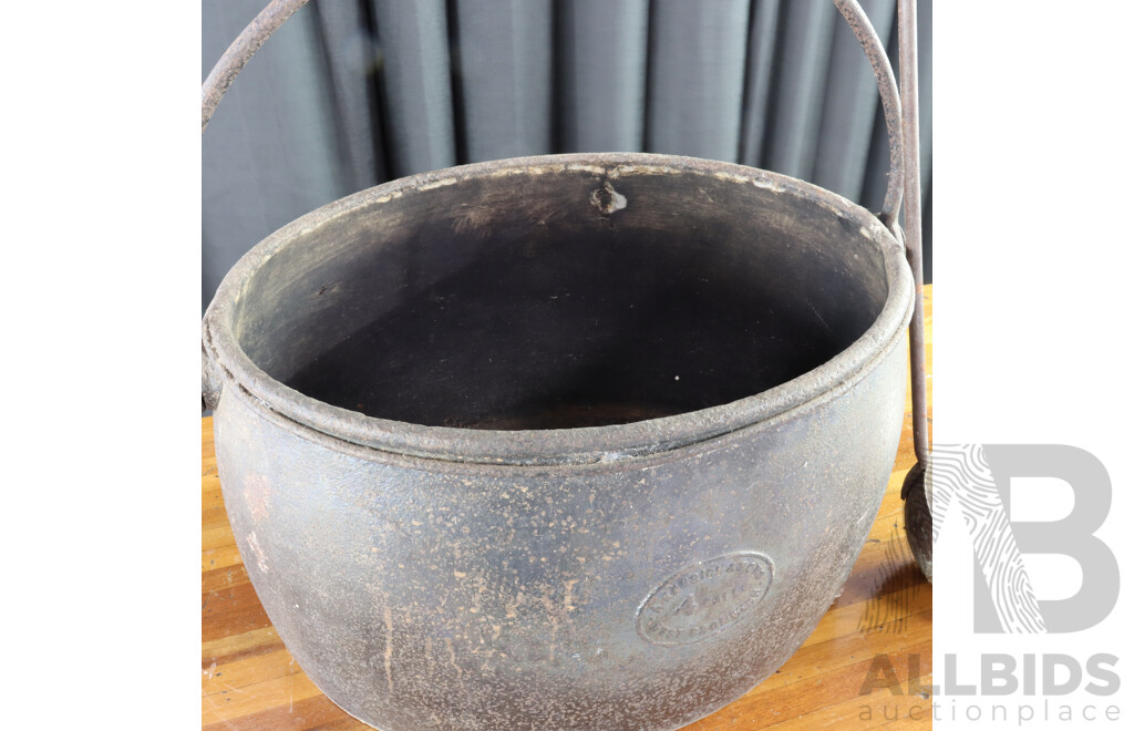 Vintage Cast Iron Cook Pot with Ladle