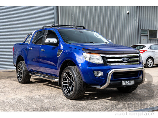 1/2014 Ford Ranger XLT 3.2 Hi-Rider (4x2) PX Crew Cab P/Up Aurora Blue Turbo Diesel 3.2L