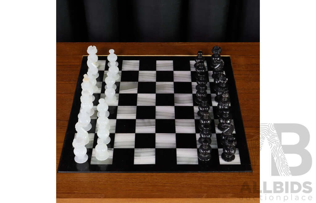 Mexican Teak Side Table with Chessboard Top