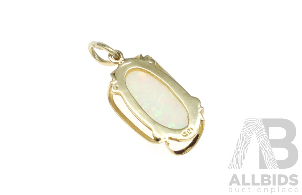 9ct Australian Crystal Opal Pendant, 25mm Including Bale, 1.31 Grams