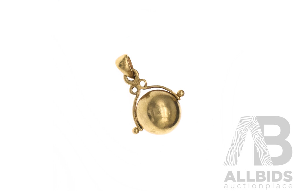 9ct Yellow Gold Spinning Ball Pendant, 20mm, 1.84 Grams