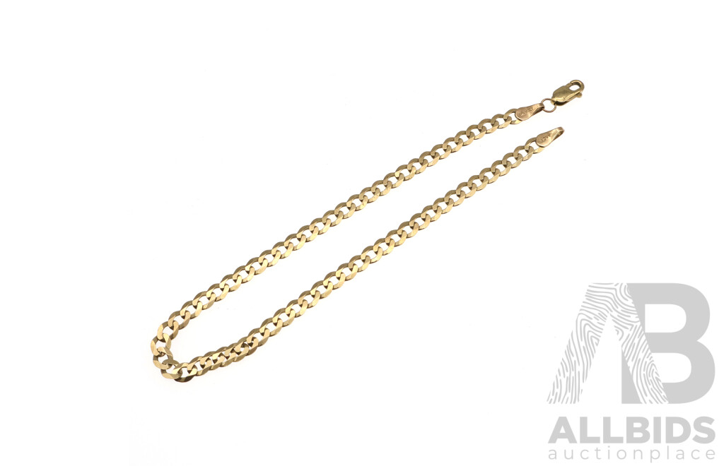 9ct Flat Curb Link Bracelet, 19.5cm, 2.30 Grams