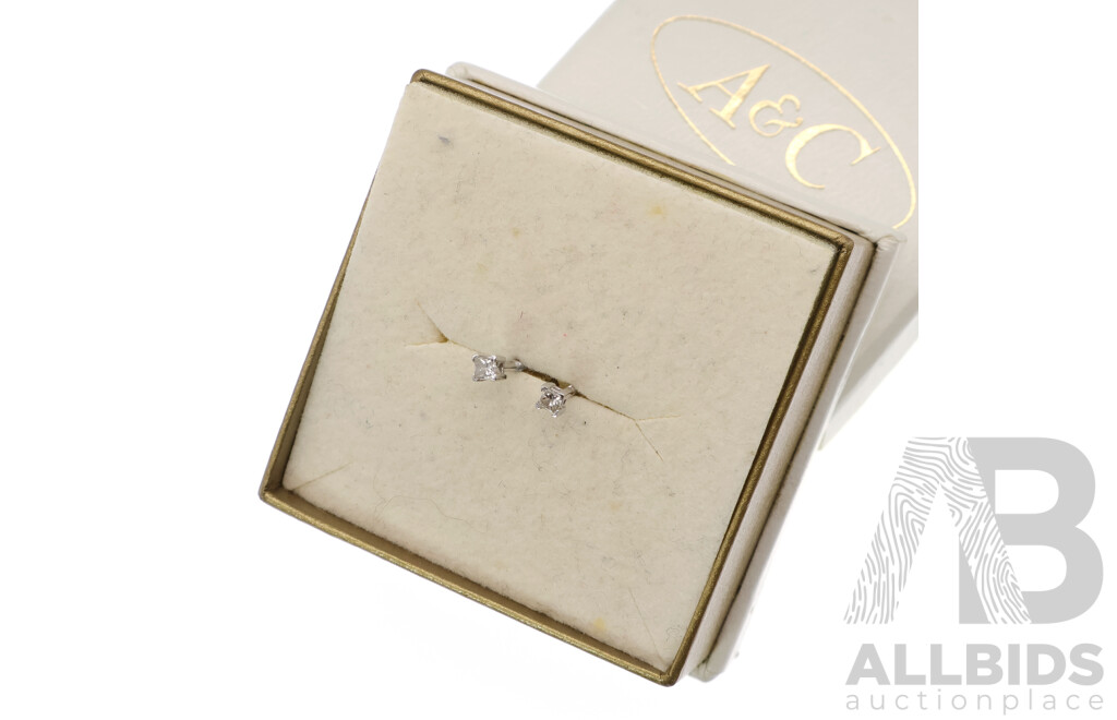 A&C 9ct White Gold Diamond Studs, TDW 0.10ct, 0.58 Grams, Boxed