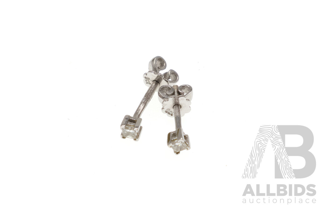 A&C 9ct White Gold Diamond Studs, TDW 0.10ct, 0.58 Grams, Boxed