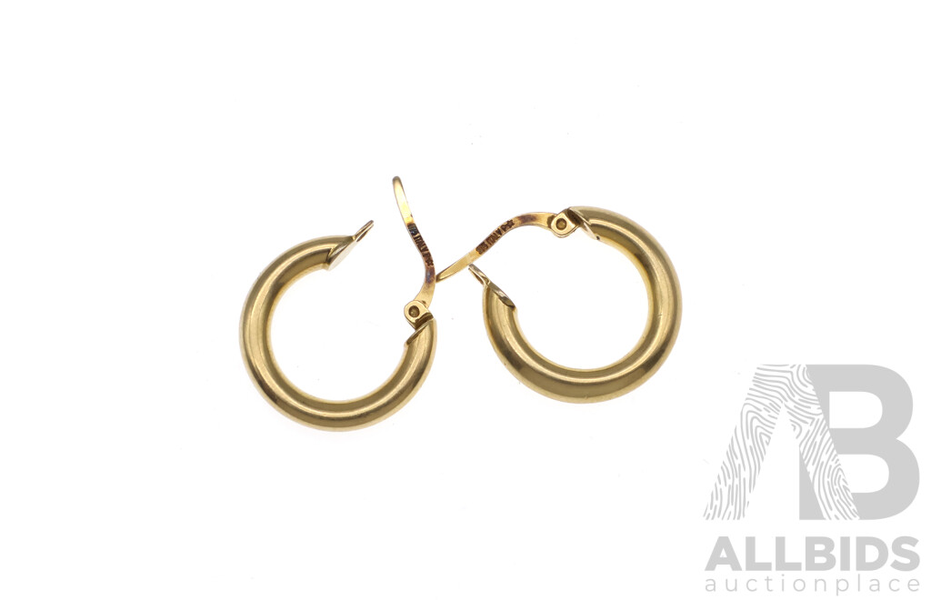 9ct Tubular Hoop Earrings, 15mm, 1.28 Grams