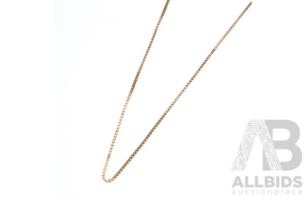 9ct Yellow Gold Box Chain, 58cm Long, 4.04 Grams