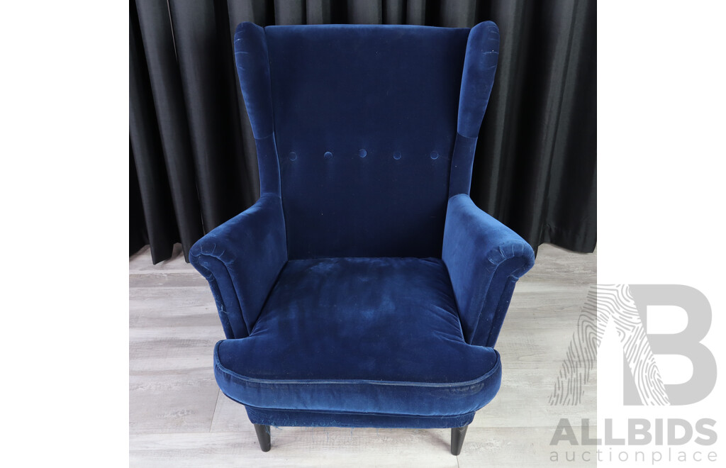 Over Sized Velour Upholstered Wing Back Armchair