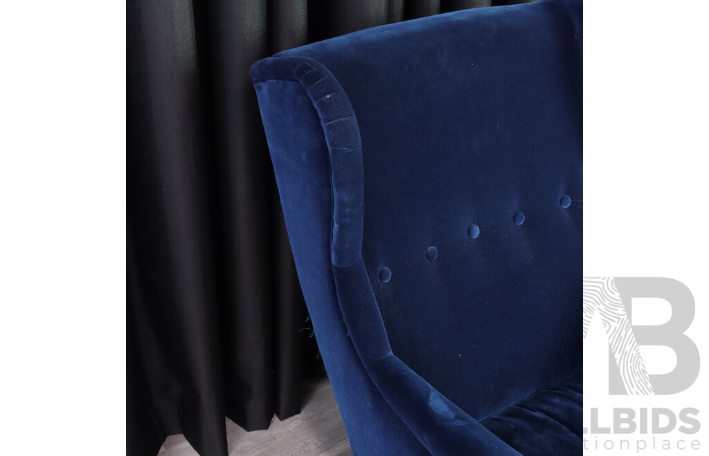 Over Sized Velour Upholstered Wing Back Armchair