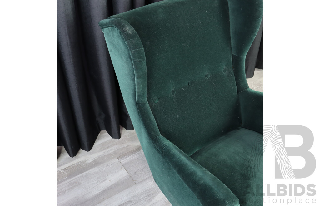 Oversized Velour Upholstered Wing Back Armchair