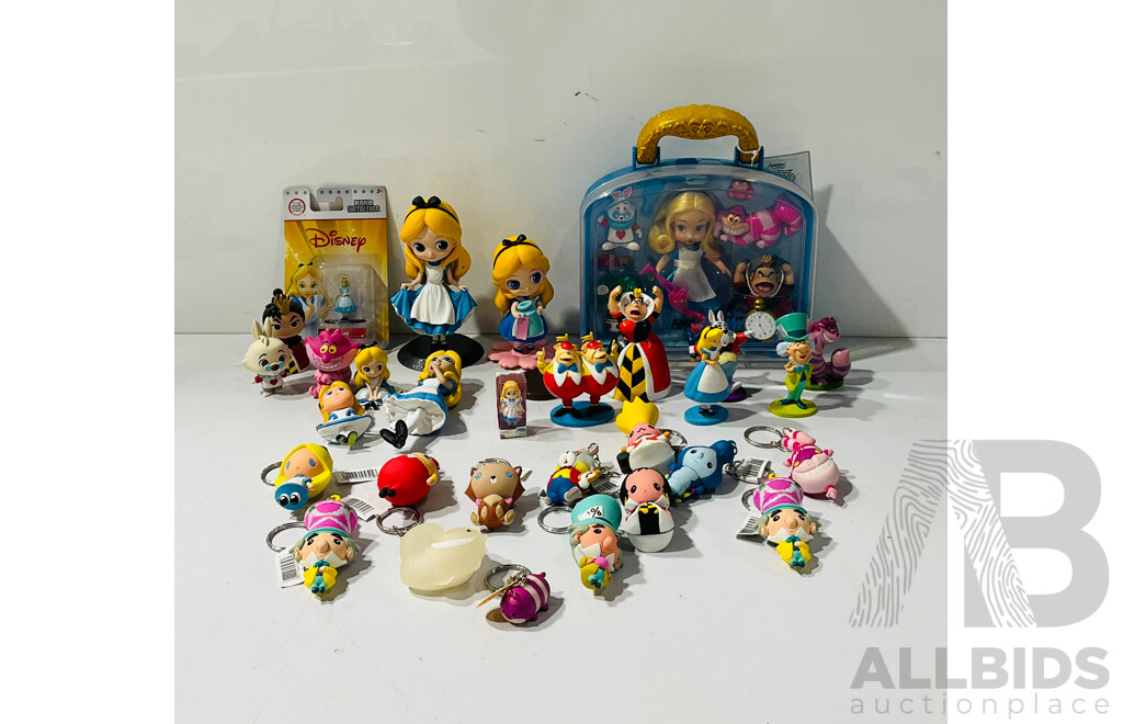 Large of Collection Alice in Wonderland Figures and Keychains Including Disney Animators Alice Collection, Disney Nano Metalfigs Alice and More