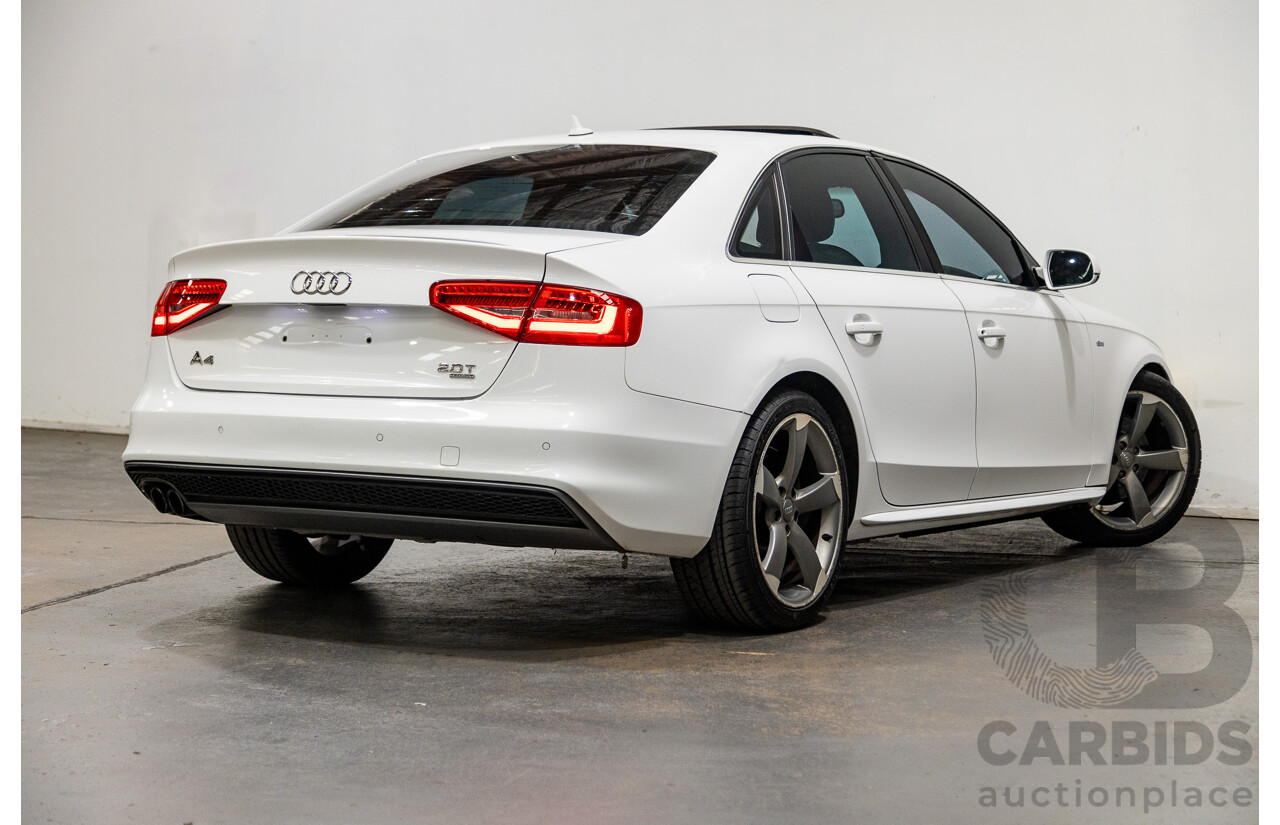 2/2013 Audi A4 2.0 TFSI Quattro (AWD) B8 (8K) MY13 4d Sedan White Turbo 2.0L