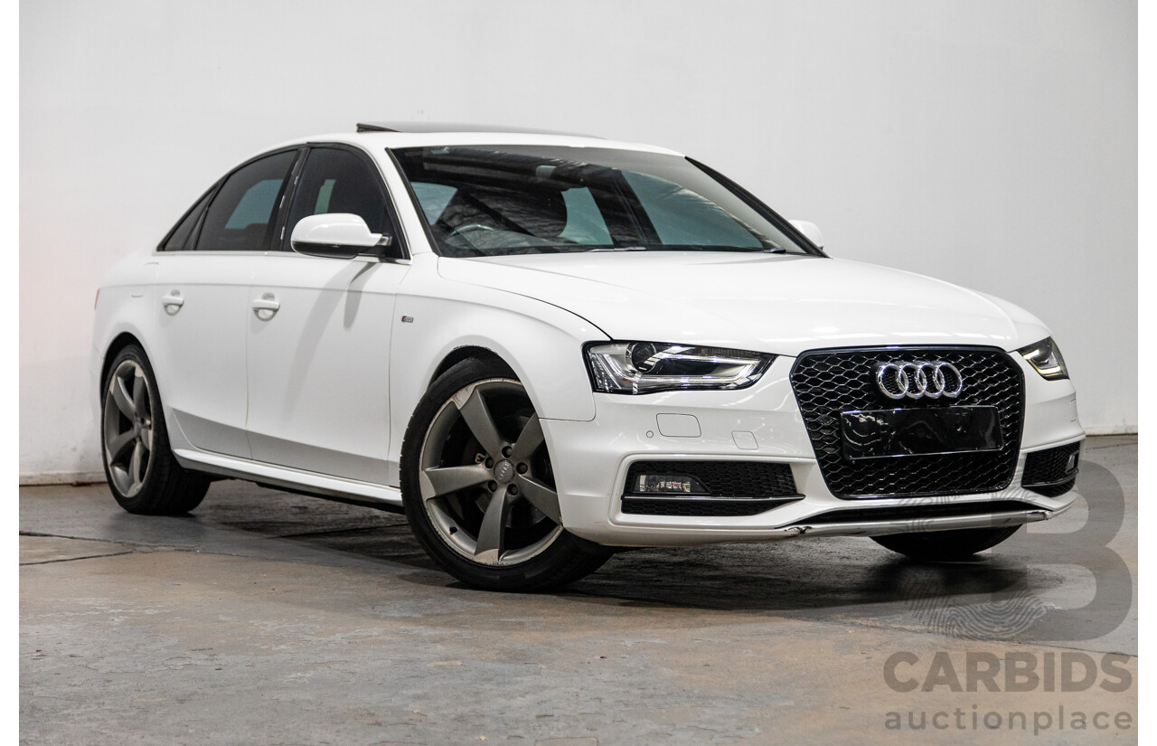 2/2013 Audi A4 2.0 TFSI Quattro (AWD) B8 (8K) MY13 4d Sedan White Turbo 2.0L