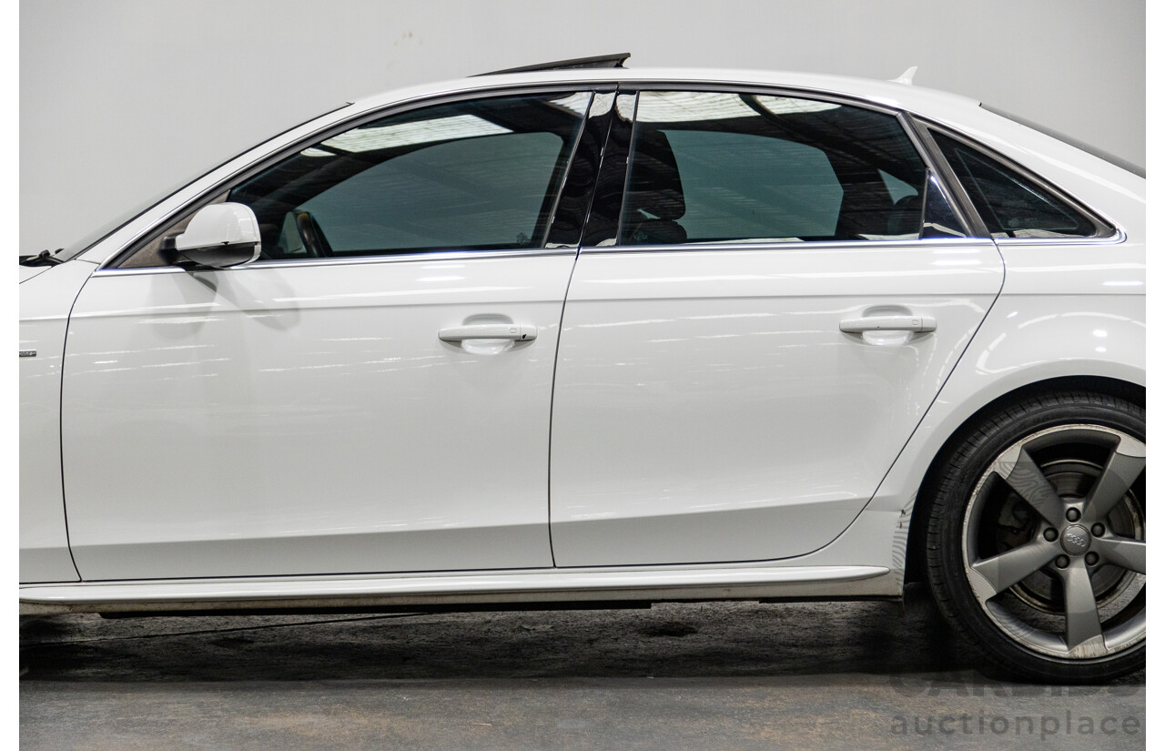 2/2013 Audi A4 2.0 TFSI Quattro (AWD) B8 (8K) MY13 4d Sedan White Turbo 2.0L