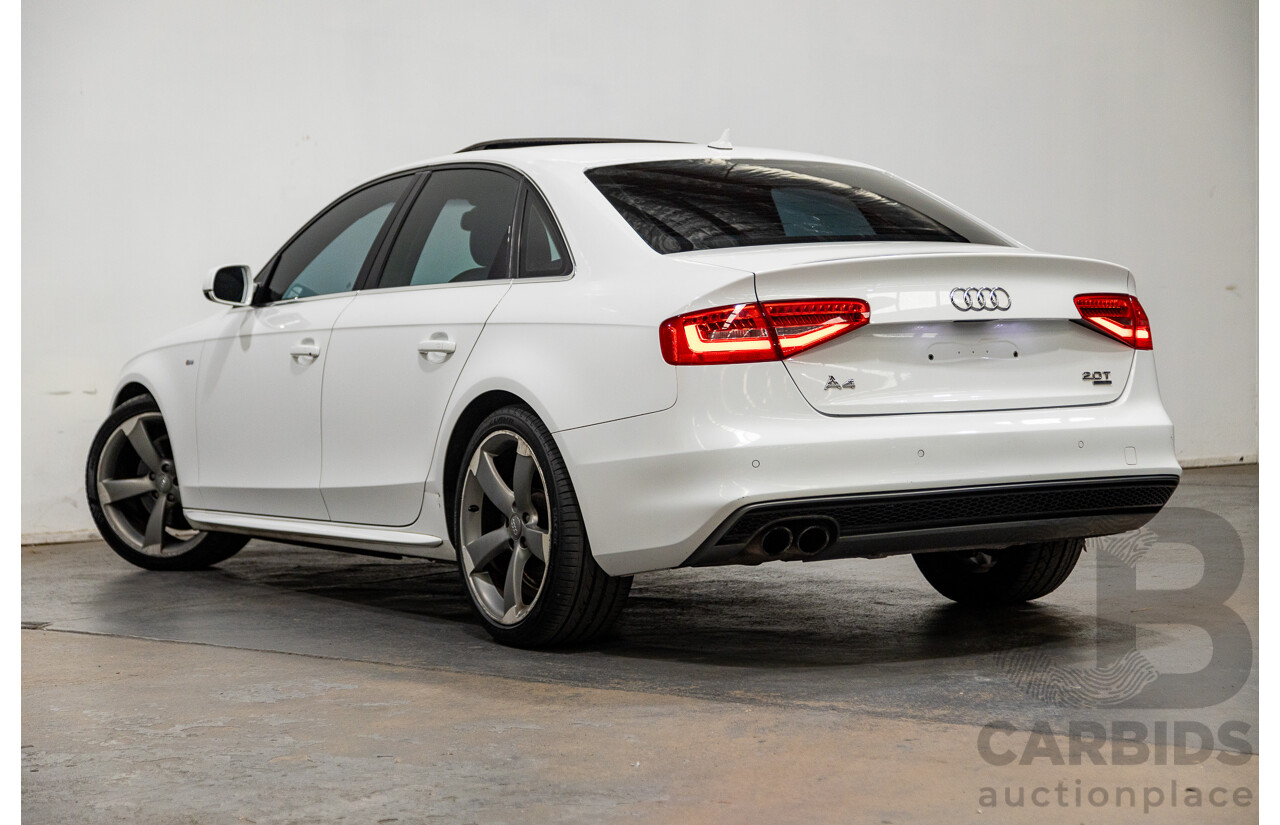 2/2013 Audi A4 2.0 TFSI Quattro (AWD) B8 (8K) MY13 4d Sedan White Turbo 2.0L