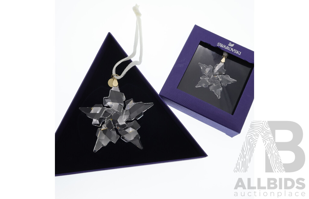 Two Swarovski Crystal Christmas Star Ornaments, New in Original Boxes