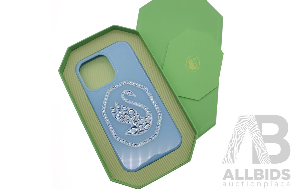 Swarovski Crystal Logo iPhone Case, Aqua, for iPhone 13 Pro, New in Original Box