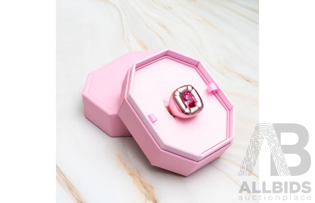 NEW - Swarovski Dulci Cocktail Ring with Cushion Cut Pink Crystal,  5601579, Size Q 1/2, with Swarovski Packaging