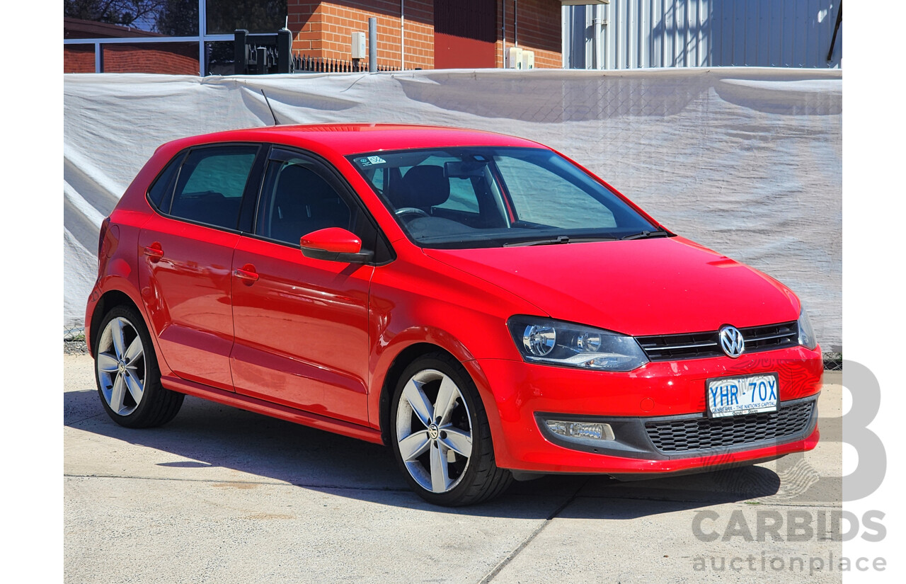 10/2011 Volkswagen Polo 77 TSI Comfortline 6R MY11 5d Hatchback Red 1.2L