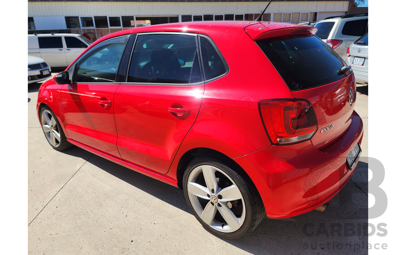 10/2011 Volkswagen Polo 77 TSI Comfortline 6R MY11 5d Hatchback Red 1.2L