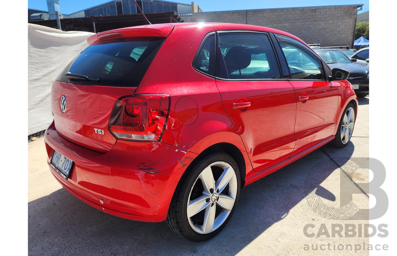 10/2011 Volkswagen Polo 77 TSI Comfortline 6R MY11 5d Hatchback Red 1.2L