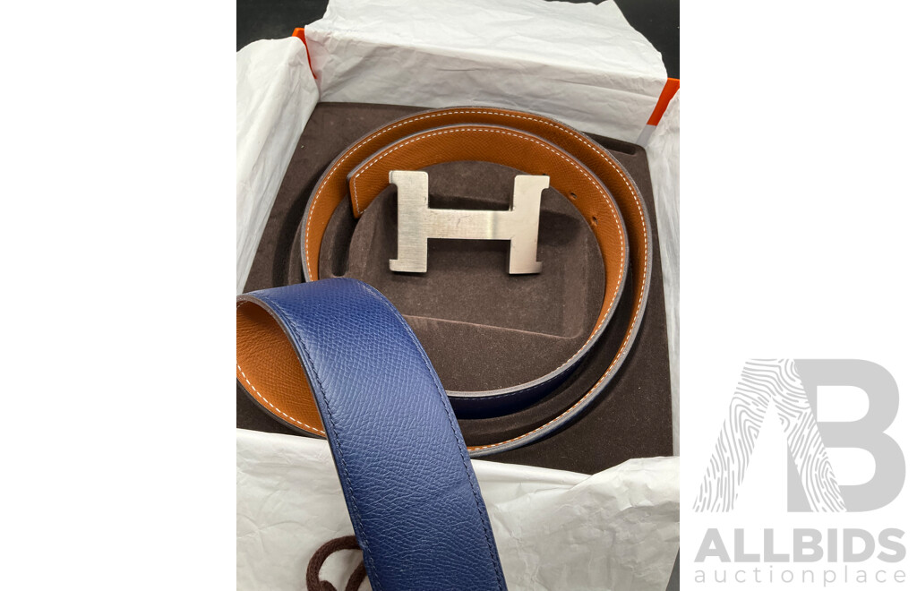 Blue / Brown Belt Branded HERMES - 112cm