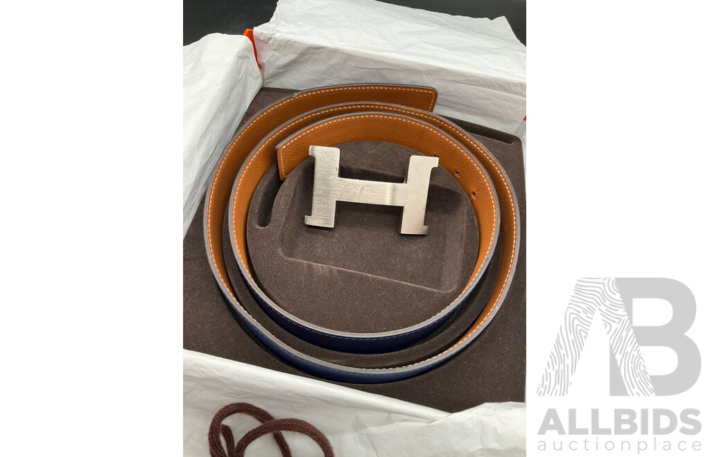 Blue / Brown Belt Branded HERMES - 112cm