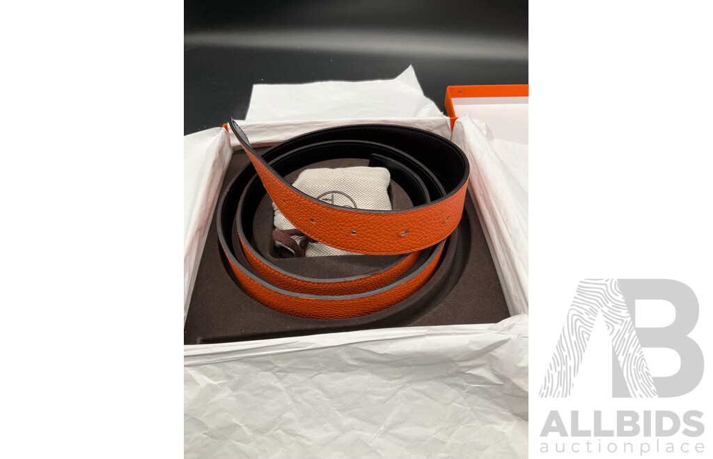 Orange / Black Belt Branded HERMES - 122cm