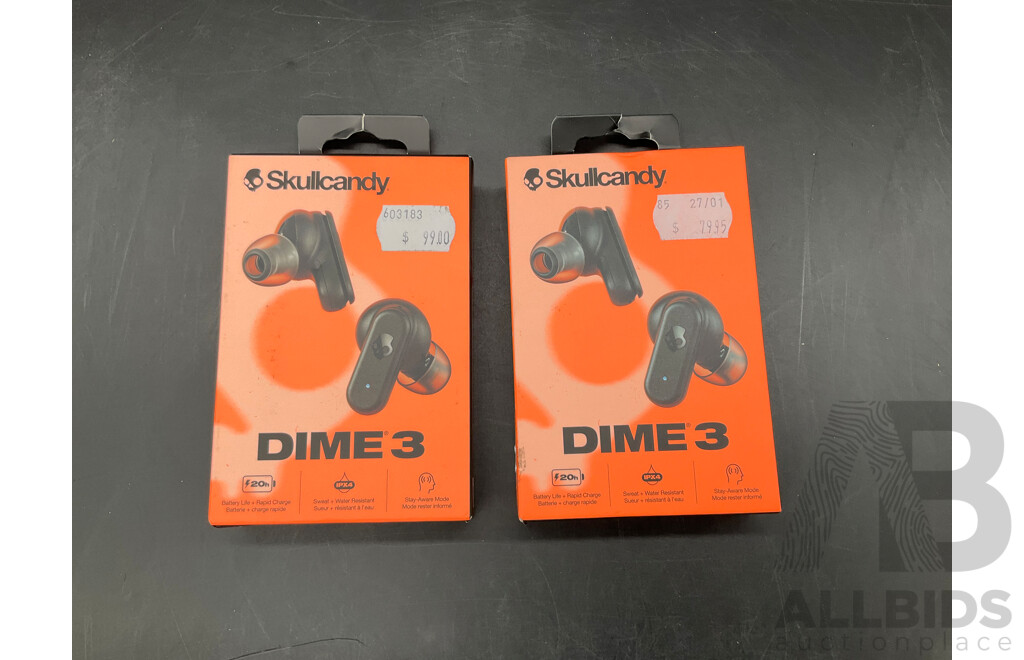 SKULLCANDY Dime 3 Earbud  - Lot of 2