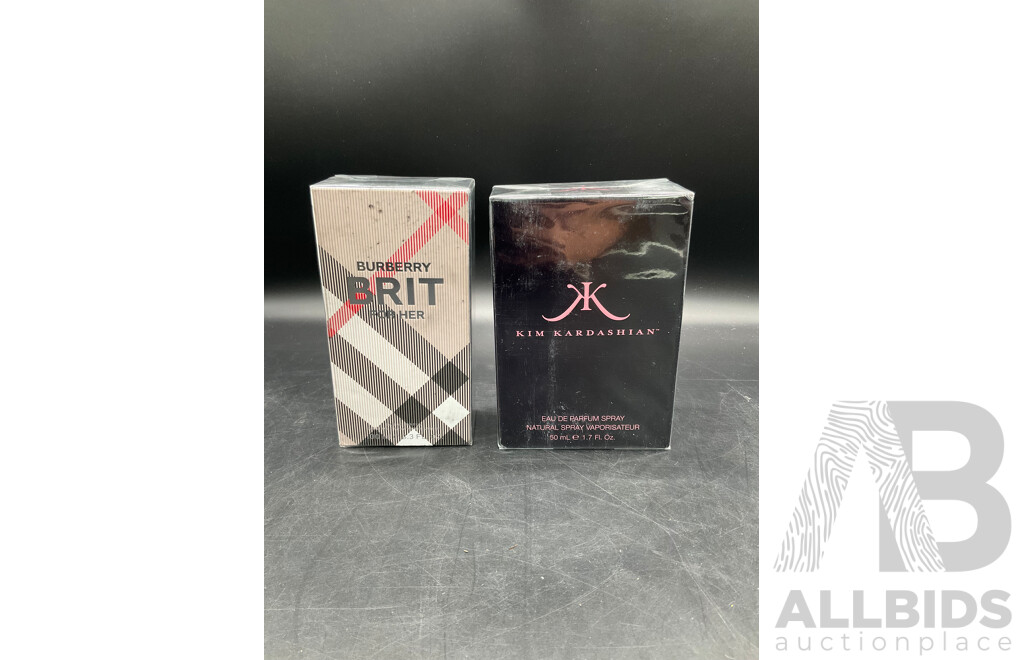 BURBERRY Brit 100ml and KIM KARDASHIAN 50ml  EAU De Parfum  - Lot of 2