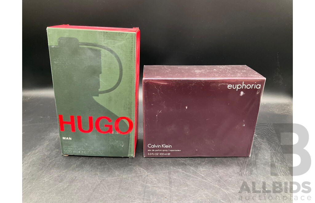 HUGO Man 200ml Eau De Toilette and CALVIN KLEIN 100ml Eau De Parfum  - Lot of 2