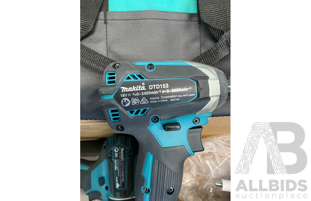 MAKITA BRUSHLESS 18v 3 Piece Combo Kit with 3x Batteries, Charger and Bag