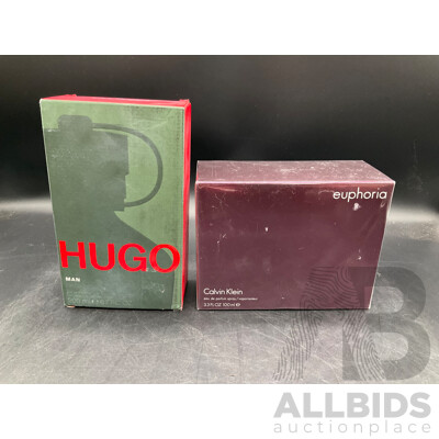 HUGO Man 200ml Eau De Toilette and CALVIN KLEIN 100ml Eau De Parfum  - Lot of 2