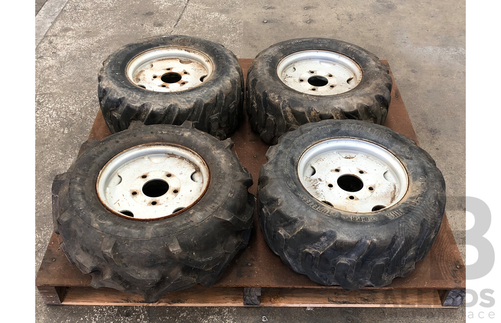 Dingo Mini Digger and Wheel Barrow Wheels Rims and Tyres - Lot of Eight