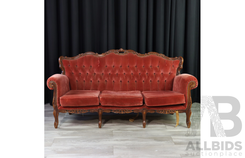 French Style Upholstered Three Seater Settee