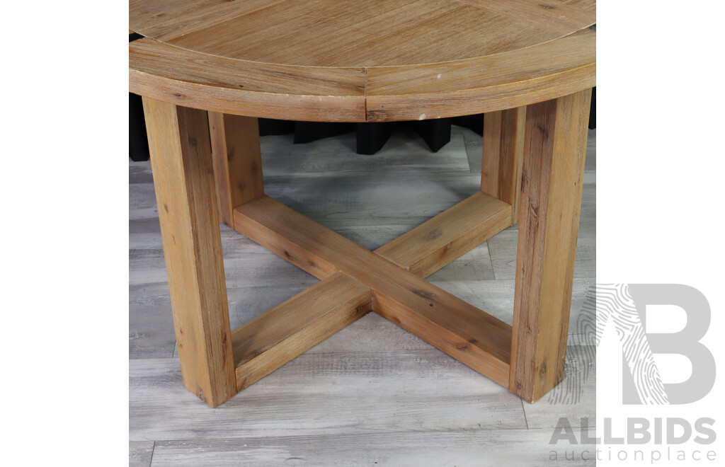 Round Modern Oak Dining Table with Four Ant Style Chairs