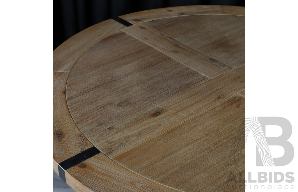 Round Modern Oak Dining Table with Four Ant Style Chairs