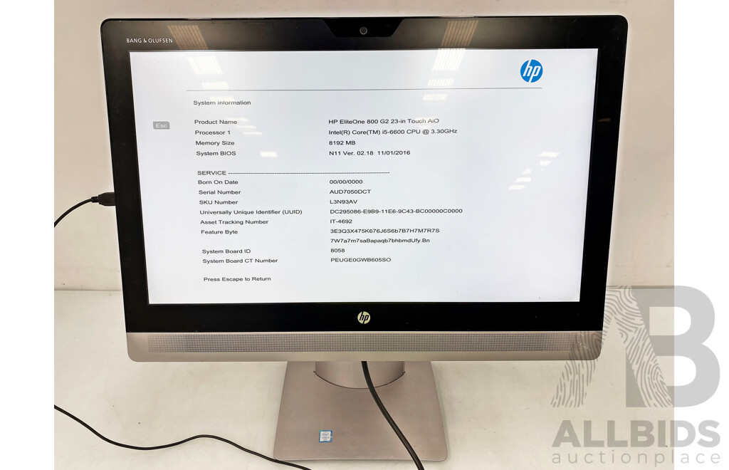 HP EliteOne 800 G2 Intel Core I5 (6600) 3.30GHz-3.90GHz 4-Core CPU 23-Inch All-in-One Desktop