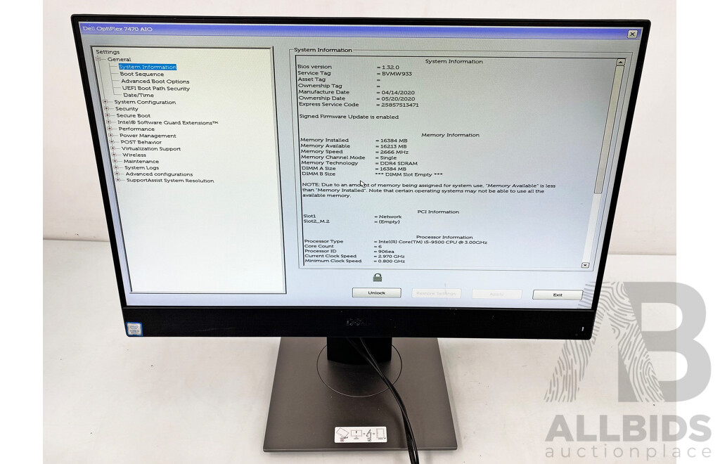 Dell OptiPlex 7470 AIO Intel Core i5 (9500) 3.00GHz-4.40GHz 6-Core CPU 23.8-Inch Touchscreen All-in-One Computer